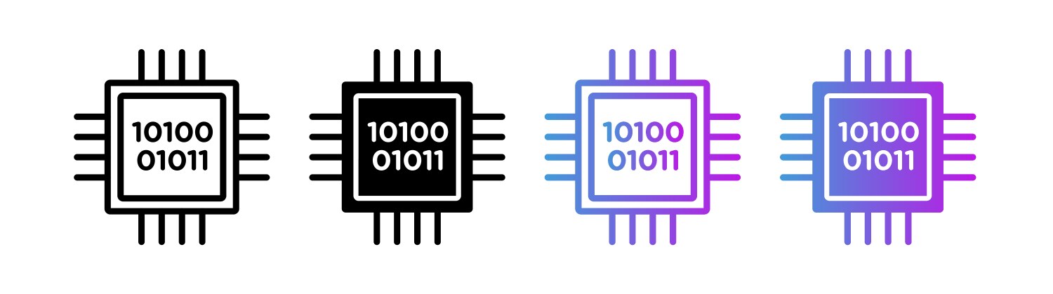 Computation icon set cloud server processor vector image