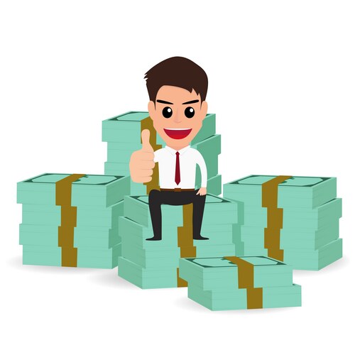 Businessman on Money Stacks Vector Image