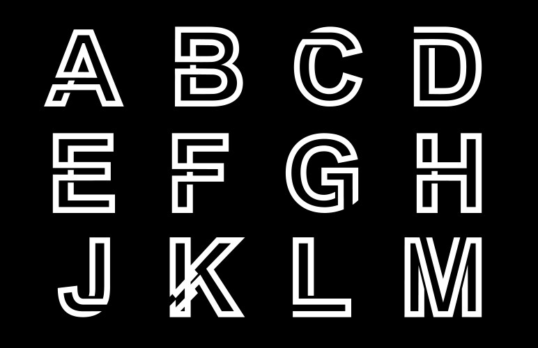 decorative alphabet font with capital letters vector