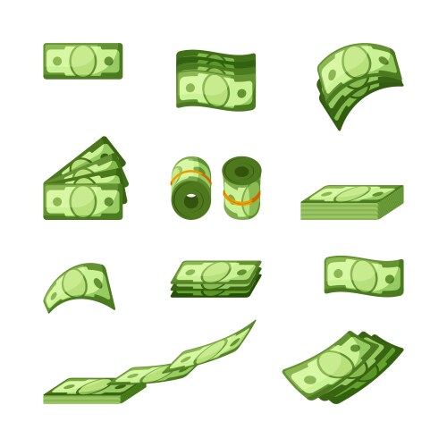 Money Icons: Bills & Stacks Vector Image