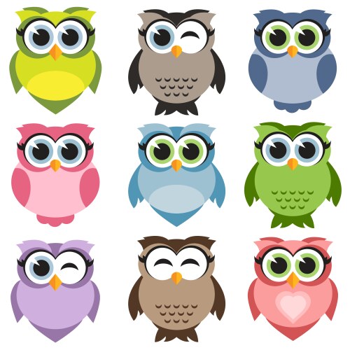 Set of colorful owls Royalty Free Vector Image