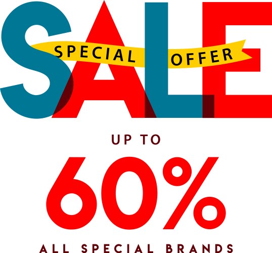 sale special offer up to 60 template design vector image