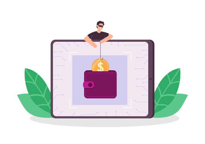 criminal and thief hacking computer stealing vector