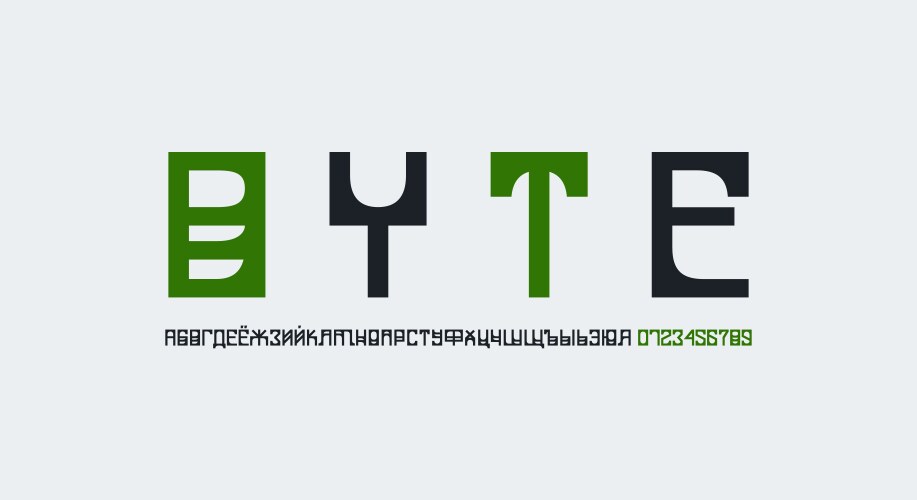 decorative cyrillic sans serif font in cyber style vector image