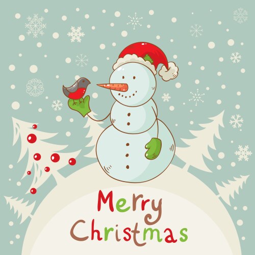 Snowman christmas card vector image