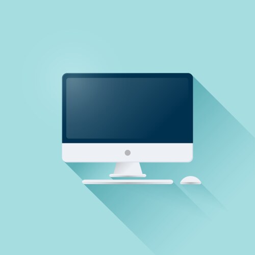 Computer Display with Mouse and Keyboard vector image