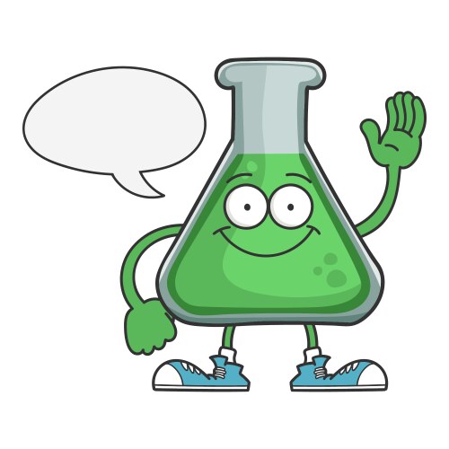 Happy smiling science beaker cartoon character vector image