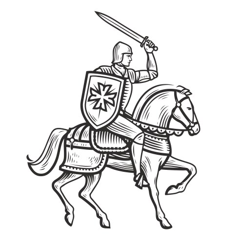 Medieval Knight on Horse Vector Image