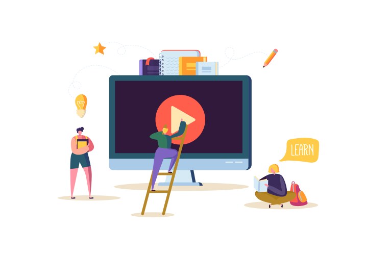 Distance learning infographic concept Royalty Free Vector