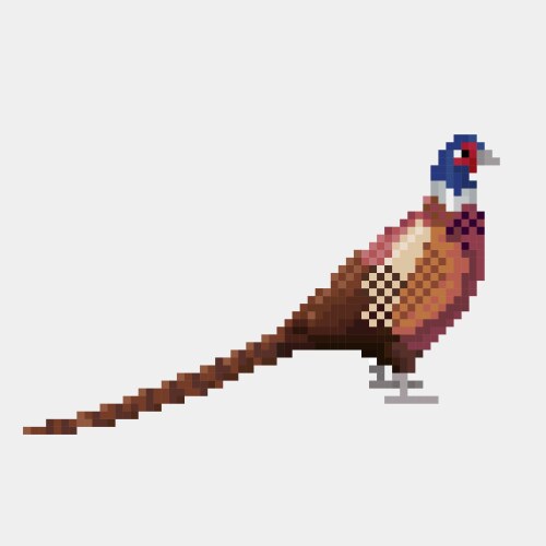 Pixel silhouette a pheasant on white vector image