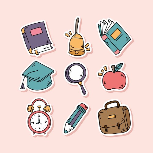 Cute School Elements Collection Vector Image