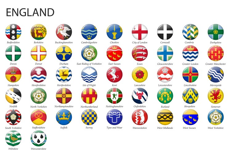 All flags of regions england vector image