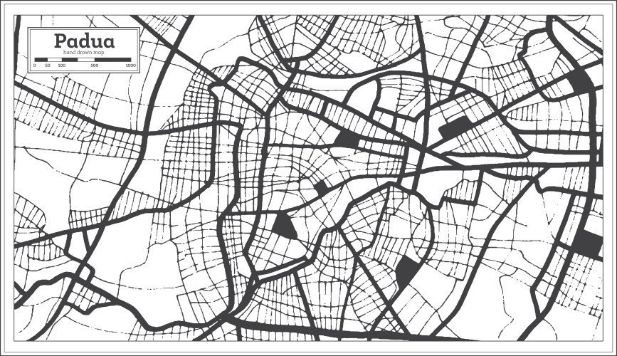 padua italy city map in black and white color vector image