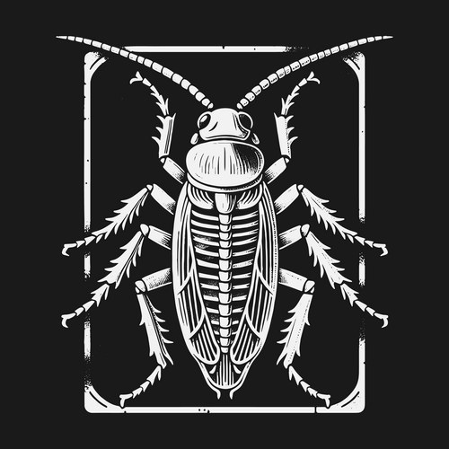 Detailed Monochrome Cockroach Print Vector Image