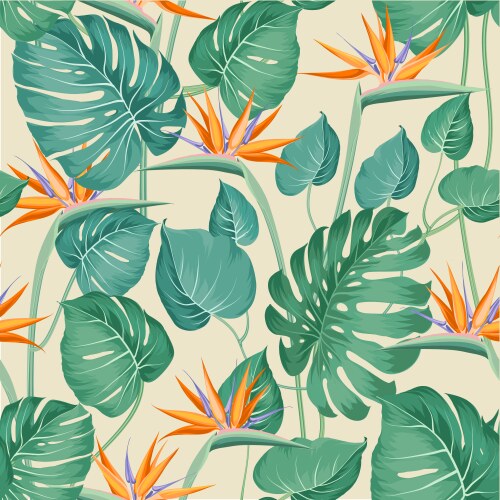 Tropical Flower Seamless Pattern Vector Image