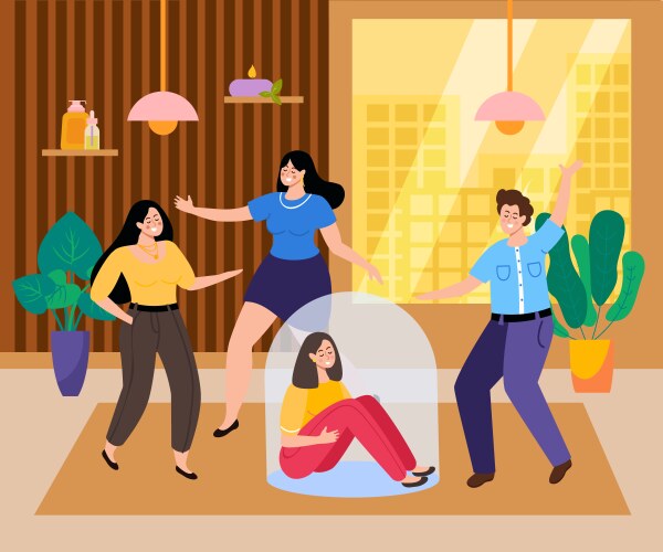 introvert and extrovert people flat background vector image