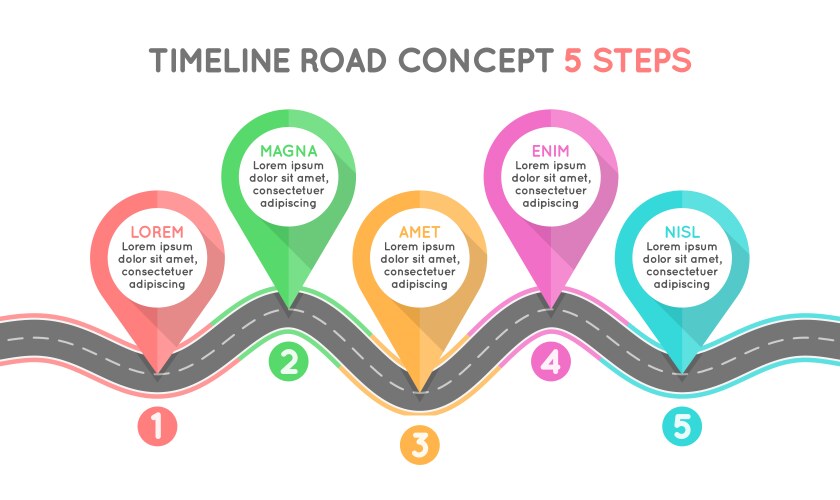 timeline infographic 5 steps concept vector image