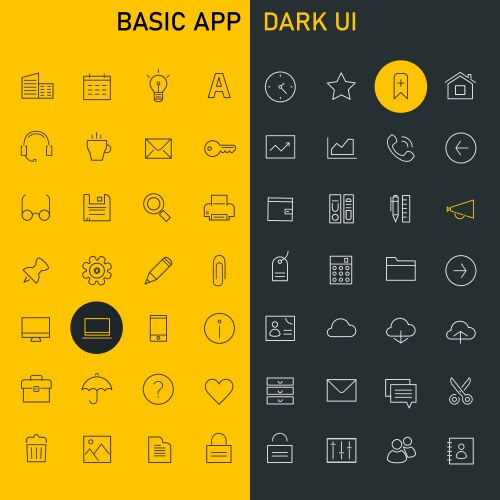 big basic app ui ux and office linear icon set vector image