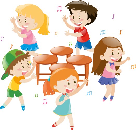 children playing music chair vector image