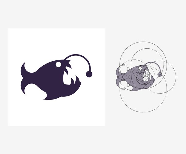 Angler fish in golden ratio style editable Vector Image