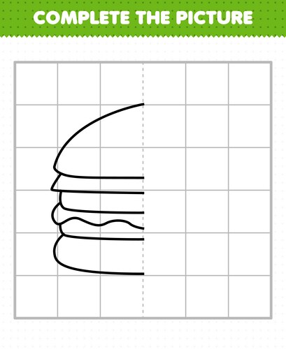 Burger Half Drawing Activity Vector Image