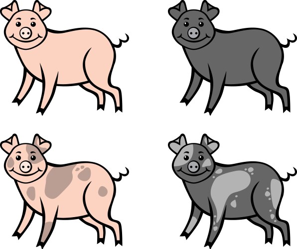 Pig Vector Different Color Pig Royalty Free Vector Image - VectorStock