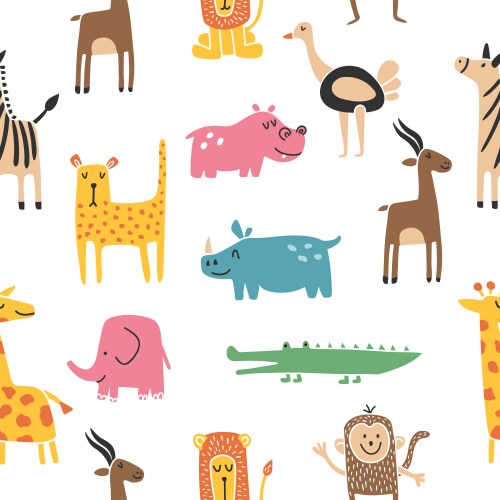 Wild animals seamless pattern african safari Vector Image