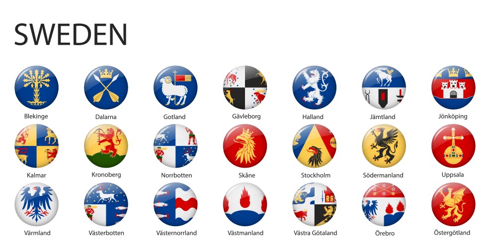 all flags of regions sweden vector image