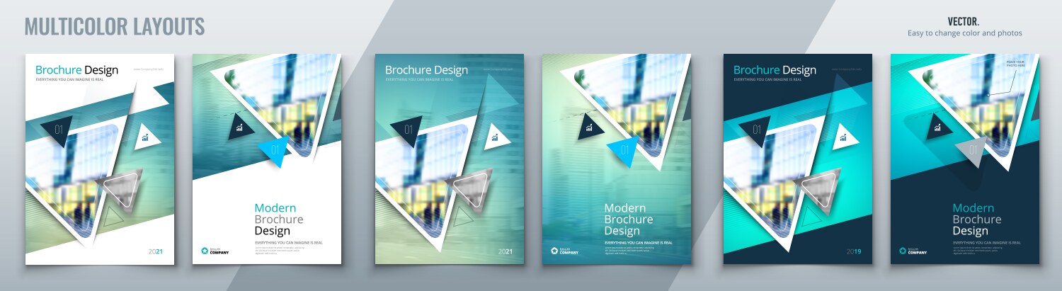 brochure template layout design with triangles vector image