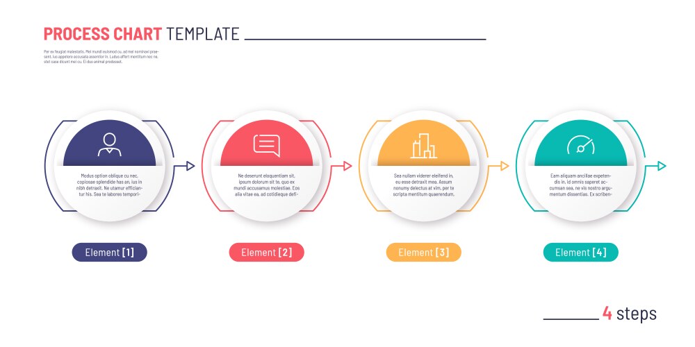 Four steps infographic process chart with circular
