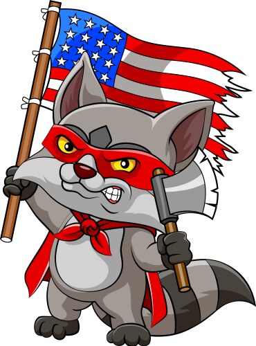 Raccoon with red mask and robe is holding Vector Image