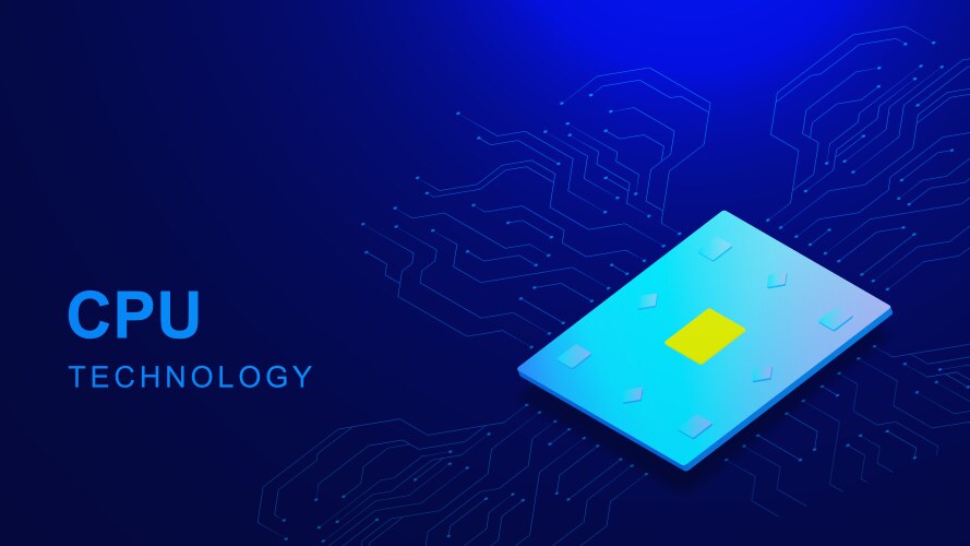 Cpu technology with microchip processor vector image