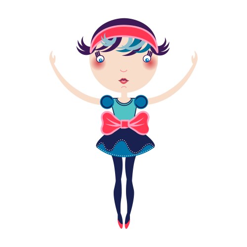 Beautiful doll in red dress flat Royalty Free Vector Image