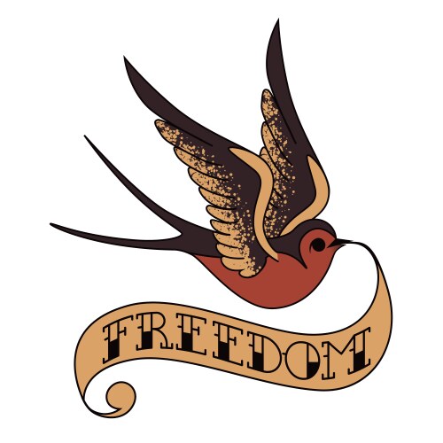 Old School Swallow Tattoo Vector Image