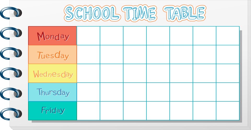 gf ii backtoschool timetable2 24 vector image