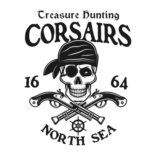 Pirate Skull with Crossed Pistols Vector Image