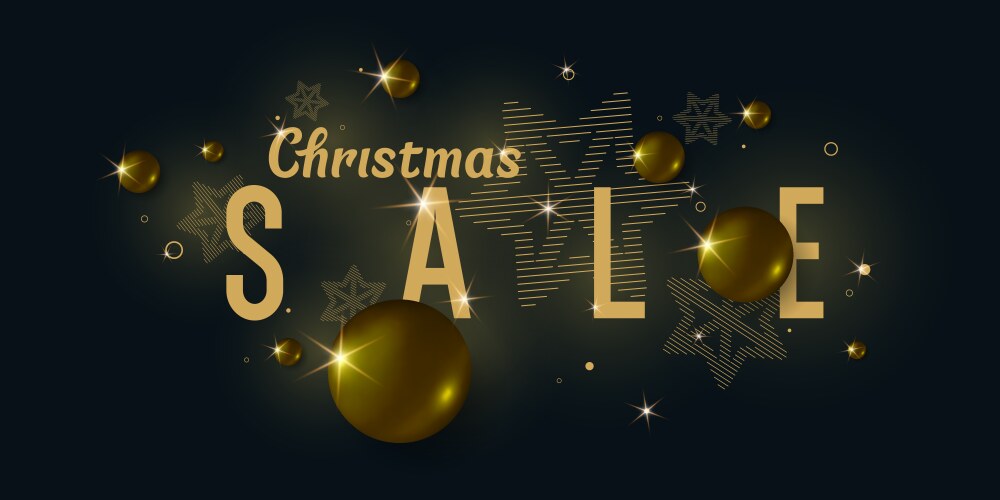 christmas sale poster gold balls on background vector image