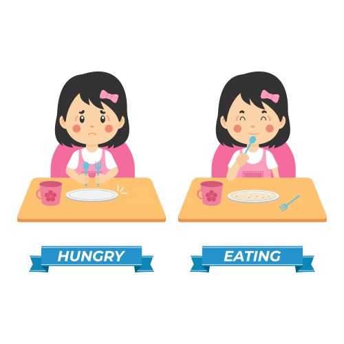 Stock kids hungry and eating vector image