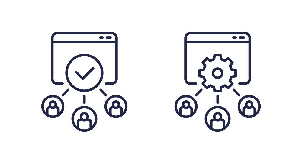Load testing icon users accessing service vector image