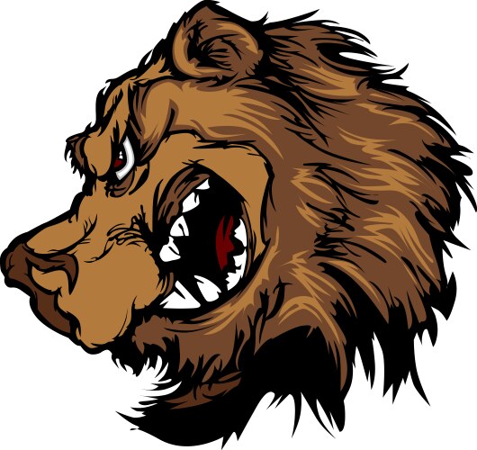 Grizzly Bear Head - Fierce Growl Vector Image