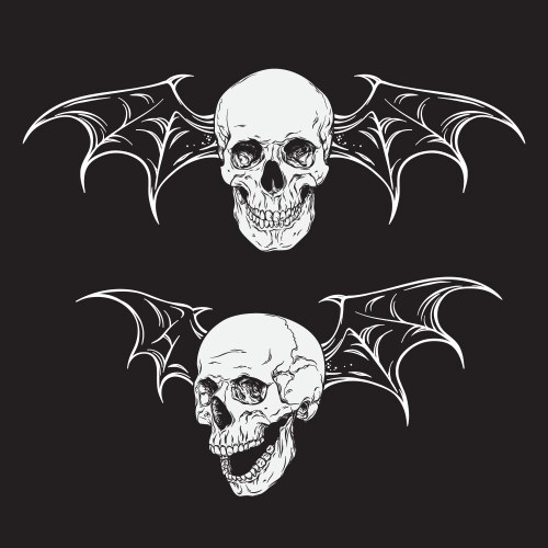 flying human skulls with bat wings set isolated vector image