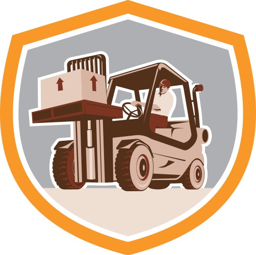 forklift truck materials handling logistics shield vector image