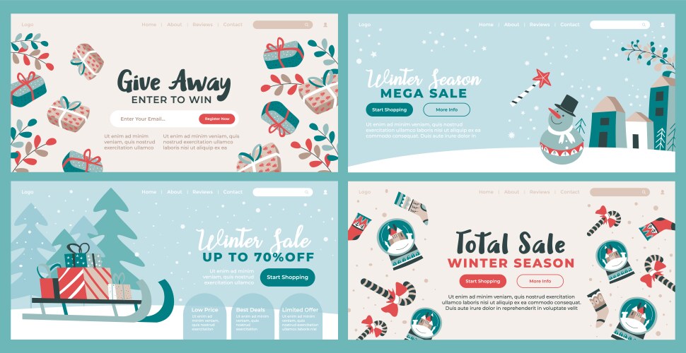 web banner design set for winter season sale ad vector