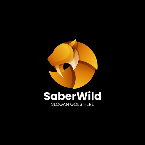 Saber tooth cat smilodon logo Royalty Free Vector Image