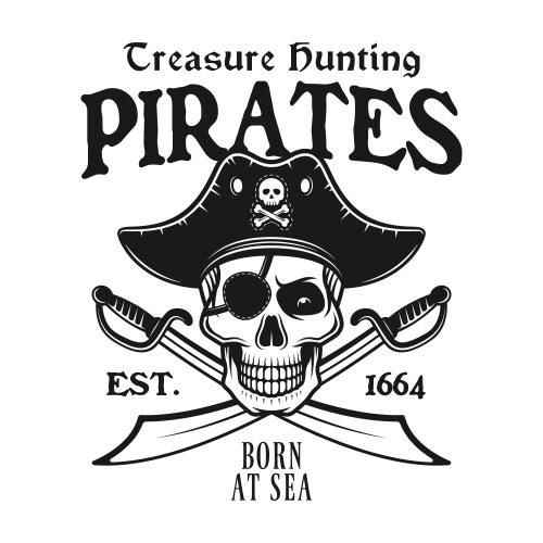 Pirate Skull Emblem - Crossed Sabers Vector Image