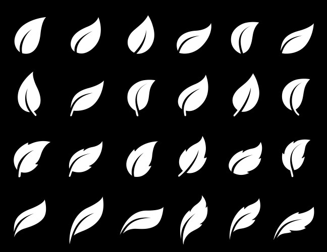 Black leaf icons set Royalty Free Vector Image