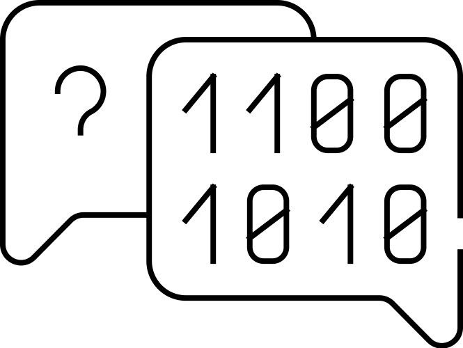 Binary code and question mark quote frame line vector image