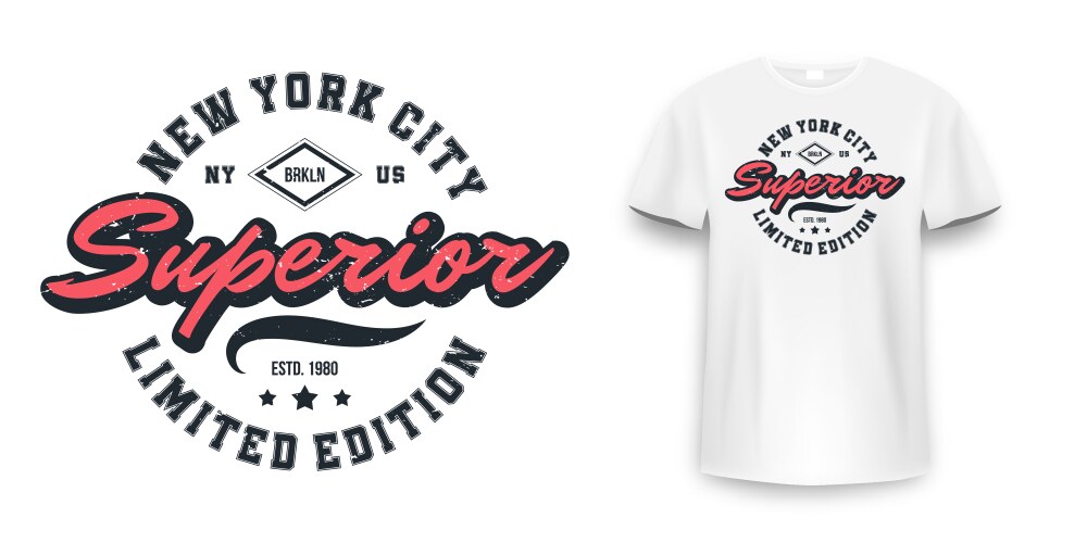 Brooklyn T-Shirt Mockup - College Style Vector Image