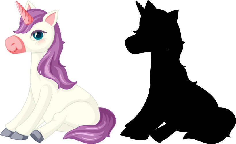 Unicorn with its silhouette Vector Image