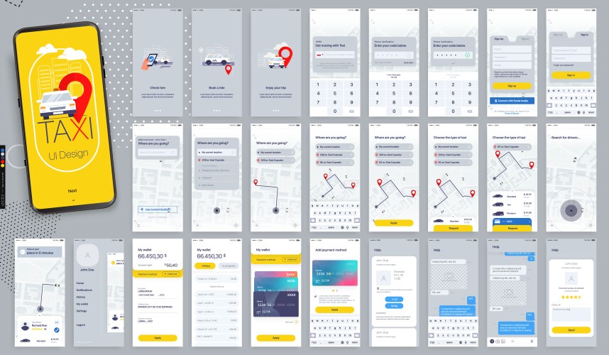 Design mobile application ui ux set vector image